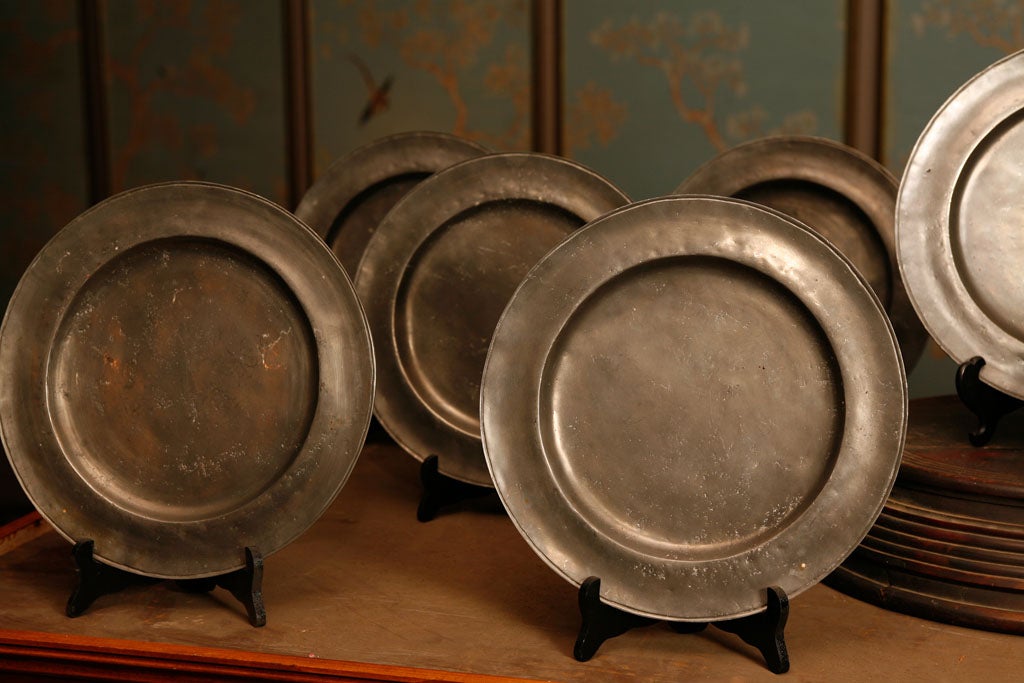 Set of Twelve Pewter Plates