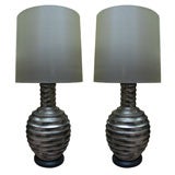 Vintage Pair of Silvered Lamps