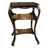 Antique Chinese Export black lacquer chinoiserie table