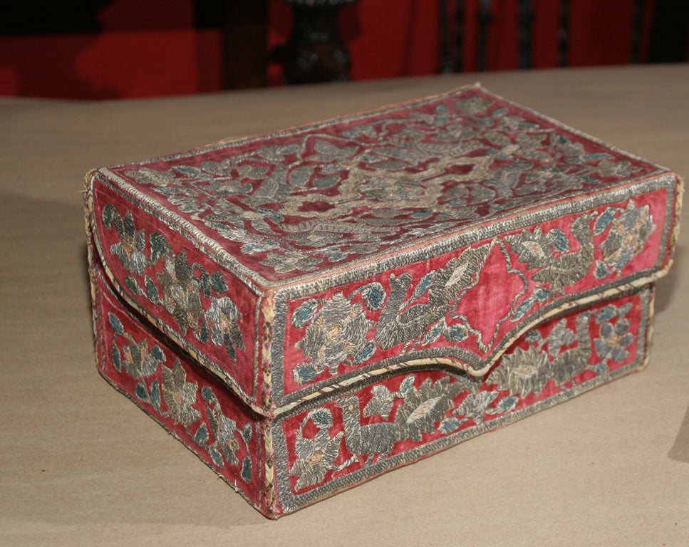 Italian Silver Embroidered Velvet Box