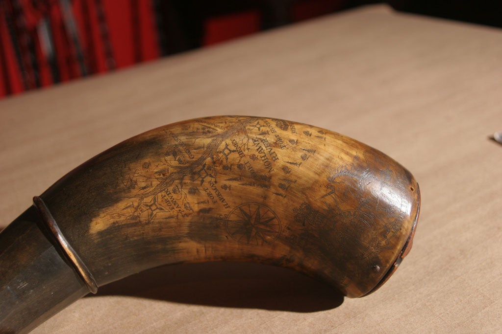Extremely Rare French and Indian War Period Powder Horn 1