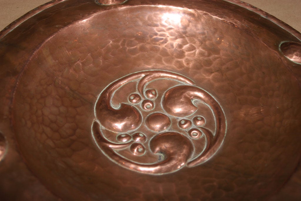 English Arts and Crafts Hammered Copper Charger 1