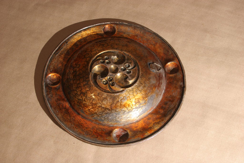 English Arts and Crafts Hammered Copper Charger 2