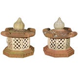 Pair Antique Chinese Stone Pagoda Lanterns