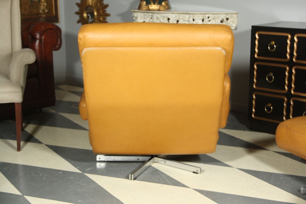 Mid-Century Vintage Tetrad Leather Lounge and Ottoman 1