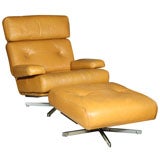 Mid-Century Vintage Tetrad Leather Lounge and Ottoman