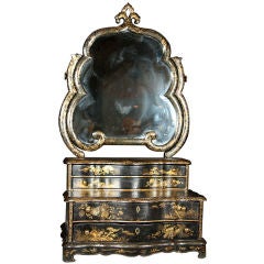 Chinoiserie Mirror Shaving Dressing Table small Chest w/ Drawers