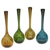 4 Swedish Slender Art Glass Bud Vases SWEDEN SEDA