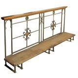 Vintage Wrought Iron, Wood and Brass Ornamental Railing