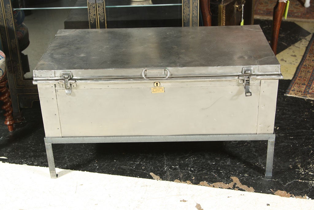 English Steel Trunk on Stand