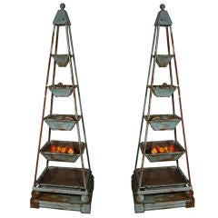 Garden Topiary Obelisks 5 tier Planters Tole 7'4" tall