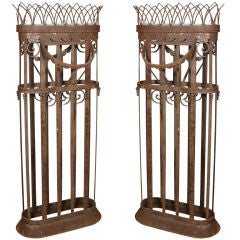 Pair French Jardinière Iron Tall Garden Planters Baskets