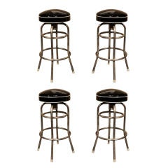 Retro Set of 4 "Diner" Bar Stools with Custom Patent Leather Seats