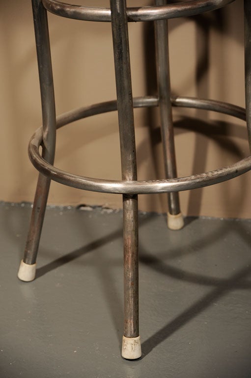 Set of 4 "Diner" Bar Stools with Custom Patent Leather Seats at 1stDibs