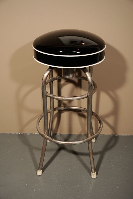 Set of 4 "Diner" Bar Stools with Custom Patent Leather Seats at 1stDibs