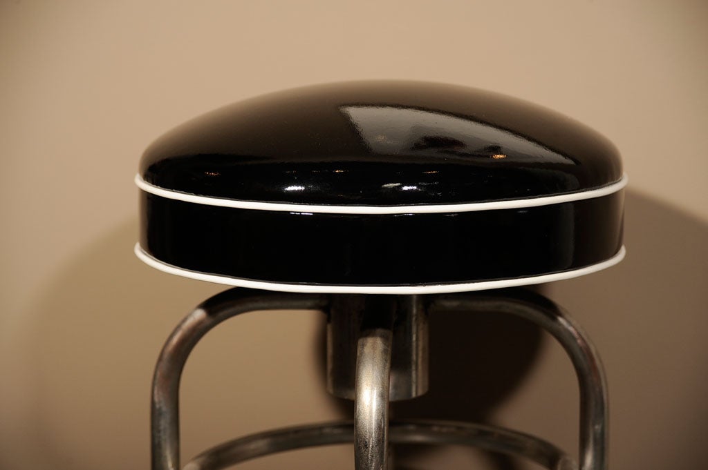 Set of 4 "Diner" Bar Stools with Custom Patent Leather Seats at 1stDibs