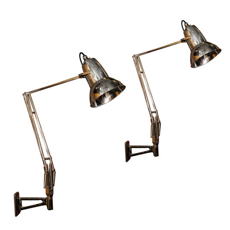 Pair of Vintage Wall Mount Anglepoise Lamps by Cawardine at