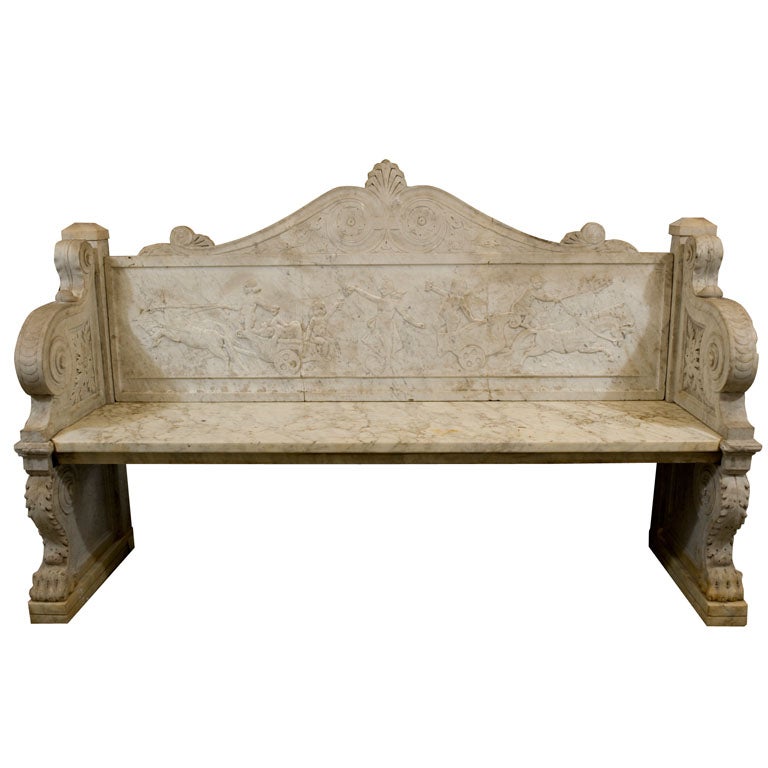 Carved Marble Bench For Sale