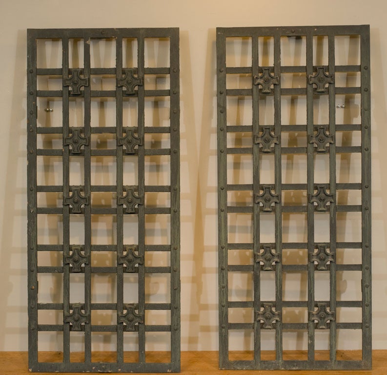 Wrought iron basket weave panels with cast iron details. Multiples available, priced individually.