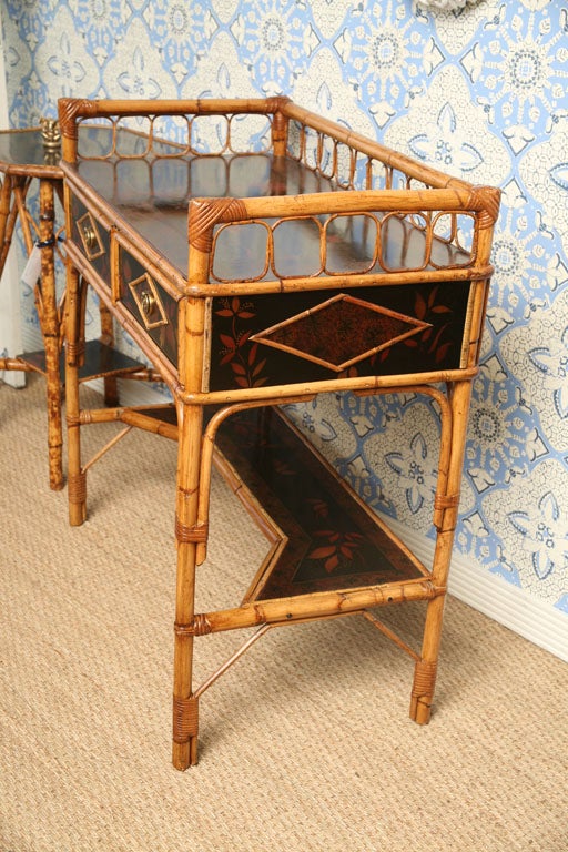 19th Century English  Bamboo Writing Table or Desk In Excellent Condition In West Palm Beach, FL