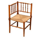 19Th Century English Faux Bamboo Childs Chair with straw seat