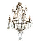 Monumental  Brass 
Crystal Chandelier