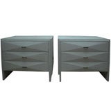 Pair of Narural Ostrich Nite Stands with Quilted Drawer Fronts