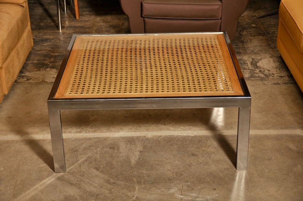 American Chrome and Cane Coffee Table by Milo Baughman