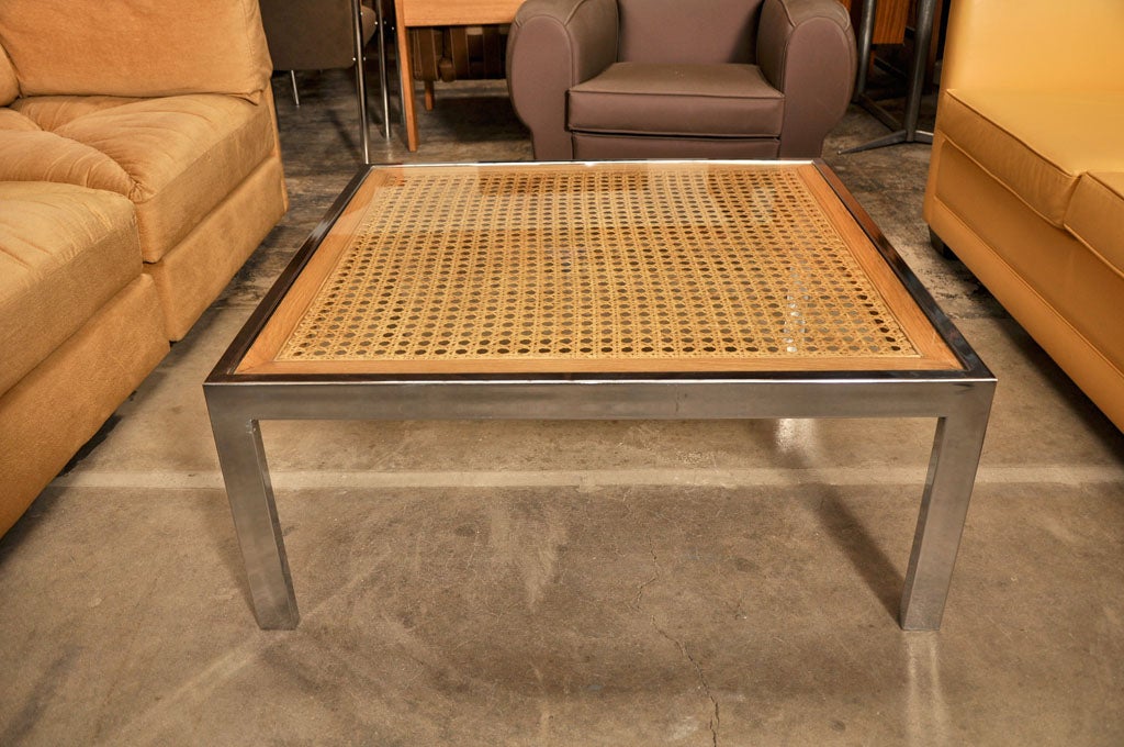 Chrome and Cane Coffee Table by Milo Baughman 1
