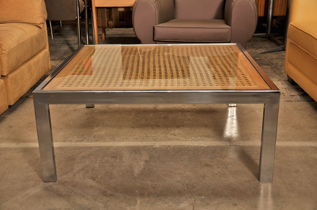 Chrome and Cane Coffee Table by Milo Baughman 2