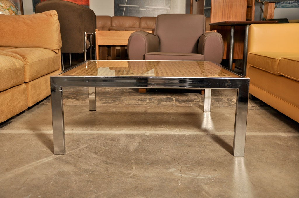 Chrome and Cane Coffee Table by Milo Baughman 3