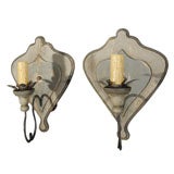 Pair Single Arm Gray Distressed Wooden Sconce