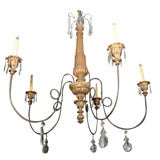 Large Gilt Wood 
Iron Chandelier