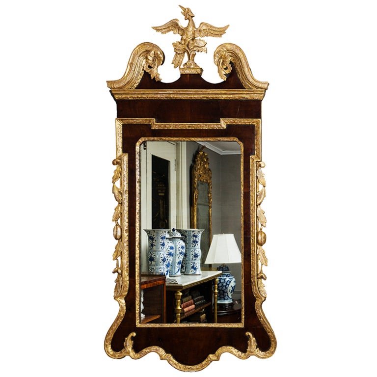 18th Century English Georgian Mahogany and Gilt Mirror