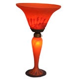 Antique Orange Glass Trumpet Lamp
