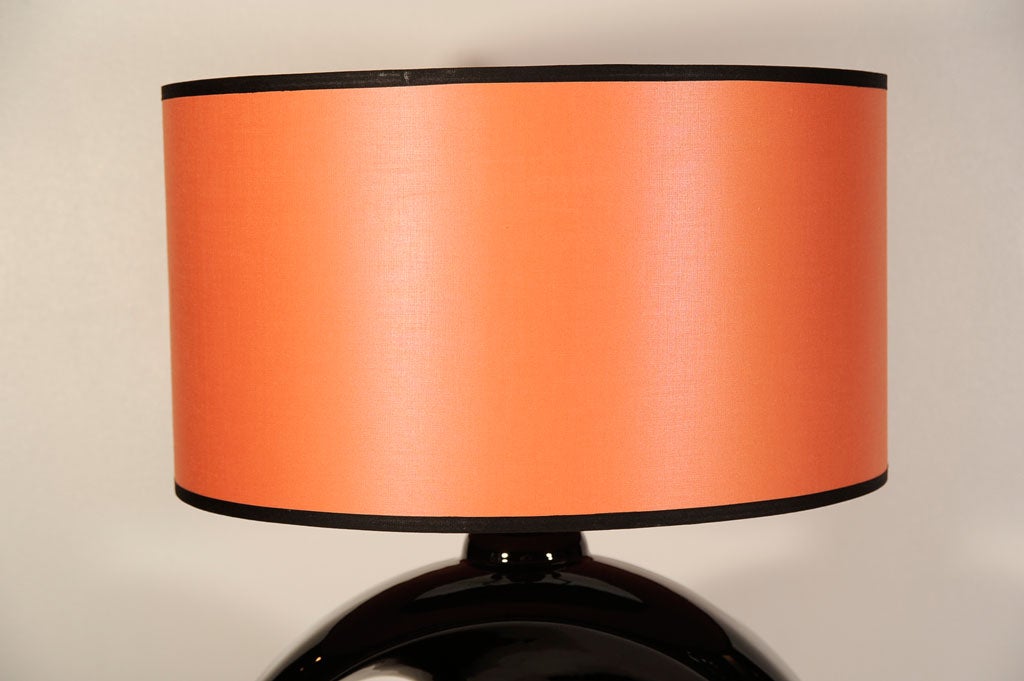 Pair of Modernist Black Ceramic Lamps