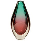 Seguso Teal/Cranberry Sommerso Vase