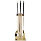 Set of Brass/Lucite Fireplace Tools by Alessandro Albrizzi