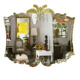 Dramatic  Large  Over The Mantel Venetian  Mirror