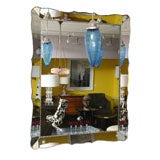 SPLENDID , LARGE DECO MIRROR WITH SCALOPPED AND BEVELED  EDGES