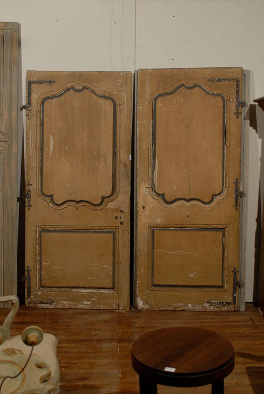 Pair Of Antique French Doors With Original Hardware. 
The Doors Are Not The Exact Same Size.
Left door: 37.75