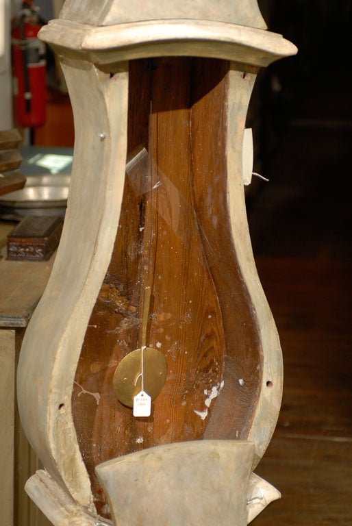 19th Century, Carved Swedish Wooden Clock with Carved Base 2