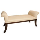 Retro Walnut and Silk Upholstered Bench designed by William Haines