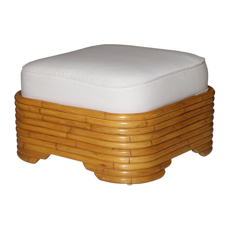 Vintage Stacked Rattan Ottoman