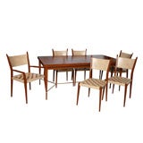 Vintage Paul McCobb Mahogany and Leather Dining Suite