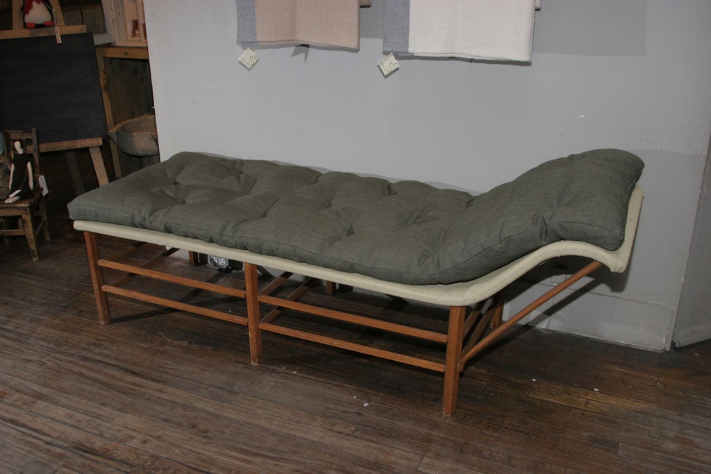 American 1910 Campaign Style Chaise newly recovered in Moss Linen