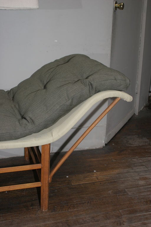 20th Century 1910 Campaign Style Chaise newly recovered in Moss Linen