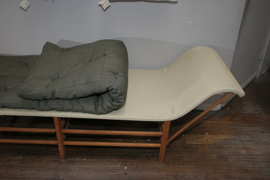 1910 Campaign Style Chaise newly recovered in Moss Linen 3