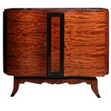 French Art Deco Flame Mahogany/Black Glass Top Buffet