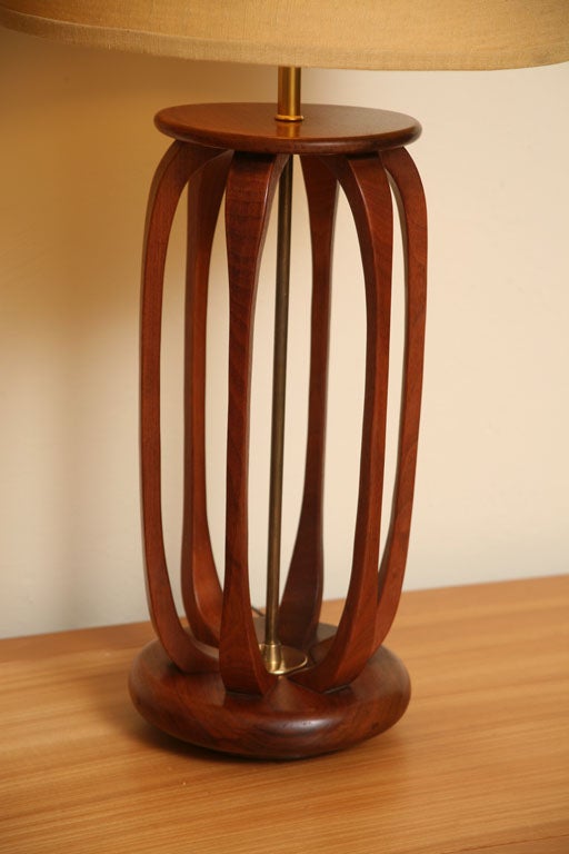 Unknown Fine Sculptural Mid Century Carved Teak Table Lamps